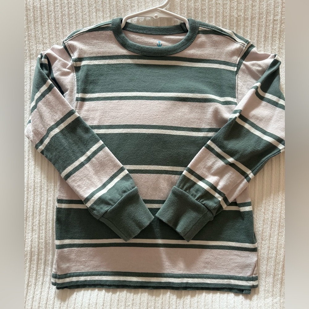 Boys Crewcuts Green and Light Purple Striped long Sleeve Shirt